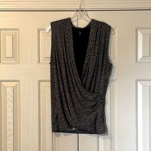 WHBM Splatter Print Faux Wrap Sleeveless Top